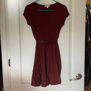 Cute maroon dress with open waist detailing